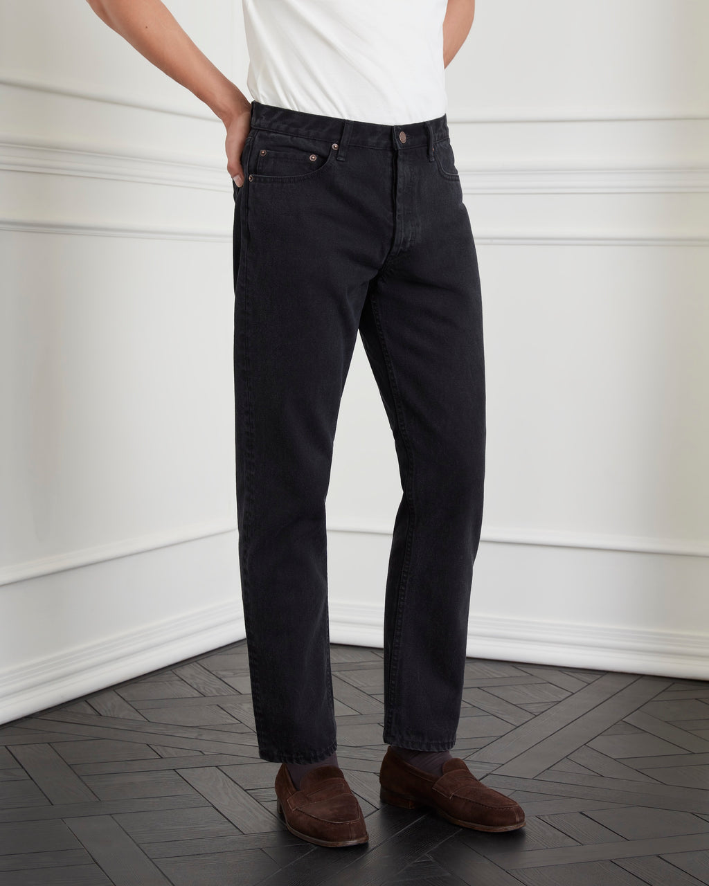 กางเกงยีนส์ Profile One Straight-Leg Jeans in One-Wash Black