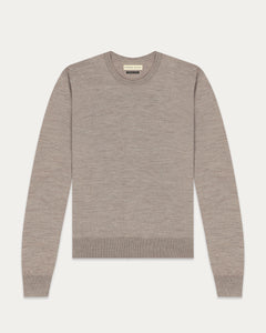 เสื้อสเวตเตอร์ All-Season Merino Wool Sweater in Light Taupe - Wardrobe Ministry