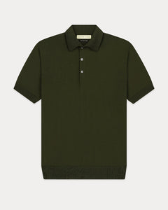 เสื้อโปโลไหมพรม Retro Knitted Polo Shirt in Olive
