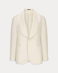 เสื้อสูททักซิโด้ Shawl-Collar Wool-Linen-Silk Blend Dinner Jacket in Ivory (Pre-Order)