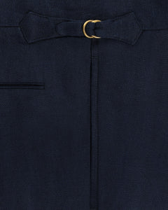 กางเกงสแล็ค Signature Tapered Herringbone Linen Trousers in Navy