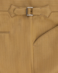 กางเกงสแล็ค The Western Slack Herringbone Cotton Trousers in Sand