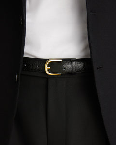 เข็มขัดหนังแท้ Real Slim Classic Full-Grain Leather Belt in Black - Wardrobe Ministry
