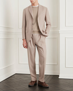 กางเกงสแล็ค Signature Tapered Wool-Linen-Silk Blend Trousers in Beige