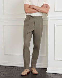 กางเกงสแล็ค 968 Pleated Cotton Trousers in French Grey - Wardrobe Ministry