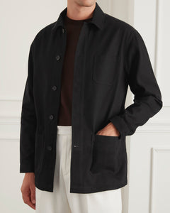 เสื้อแจ็คเก็ต The Coverall Cotton-Twill Chore Jacket in Coal - Wardrobe Ministry