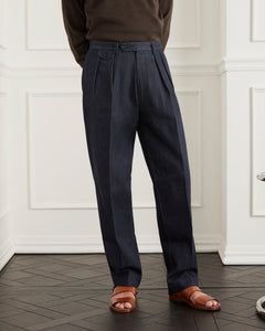 กางเกงชิโน่ The Easy Chino Selvedge Denim Trousers in Deep Indigo - Wardrobe Ministry