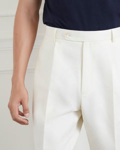 กางเกงสแล็ค 968 Pleated Cotton Trousers in Ivory