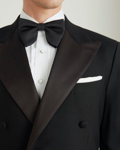 เสื้อสูททักซิโด้ Double-Breasted Satin-Trimmed Wool Dinner Jacket in Black (Pre-Order)