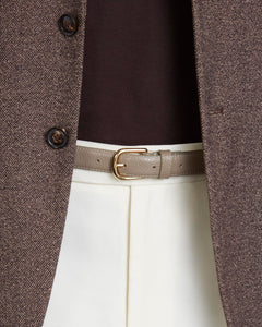 เข็มขัดหนังแท้ Real Slim Classic Full-Grain Leather Belt in Retro Beige - Wardrobe Ministry