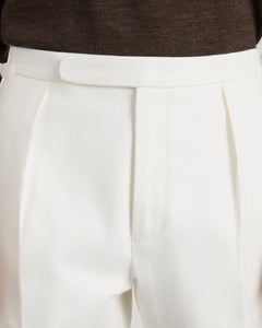 กางเกงสแล็ค Signature Tapered Brushed Cotton-Twill Trousers in Pearl