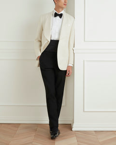 เสื้อสูททักซิโด้ Shawl-Collar Wool-Linen-Silk Blend Dinner Jacket in Ivory (Pre-Order)
