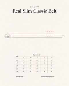 เข็มขัดหนังแท้ Real Slim Classic Leather Belt in Bordeaux