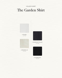 เสื้อเชิ้ตคอจีน The Garden Band-Collar Cotton Shirt in Pearl