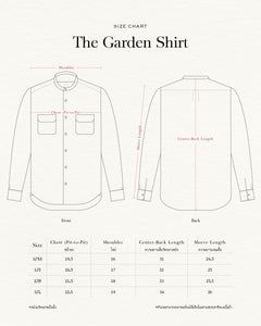 เสื้อเชิ้ตคอจีน The Garden Band-Collar Cotton Shirt in Pearl